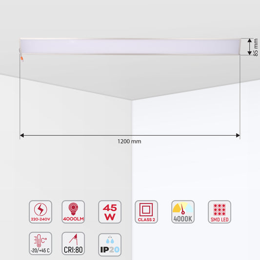 LED POLARIS 45W CEILING 4000K 120cm (TEKL)