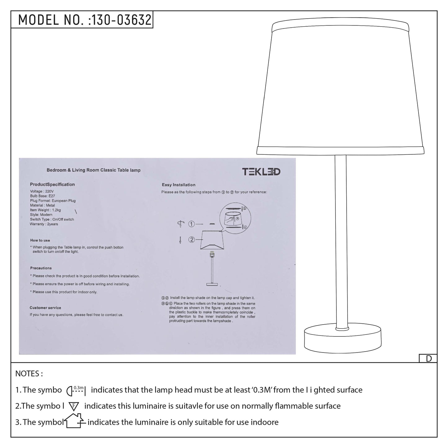 Desk lamp F018 1xE27 54cm NICKEL (TEKLED)