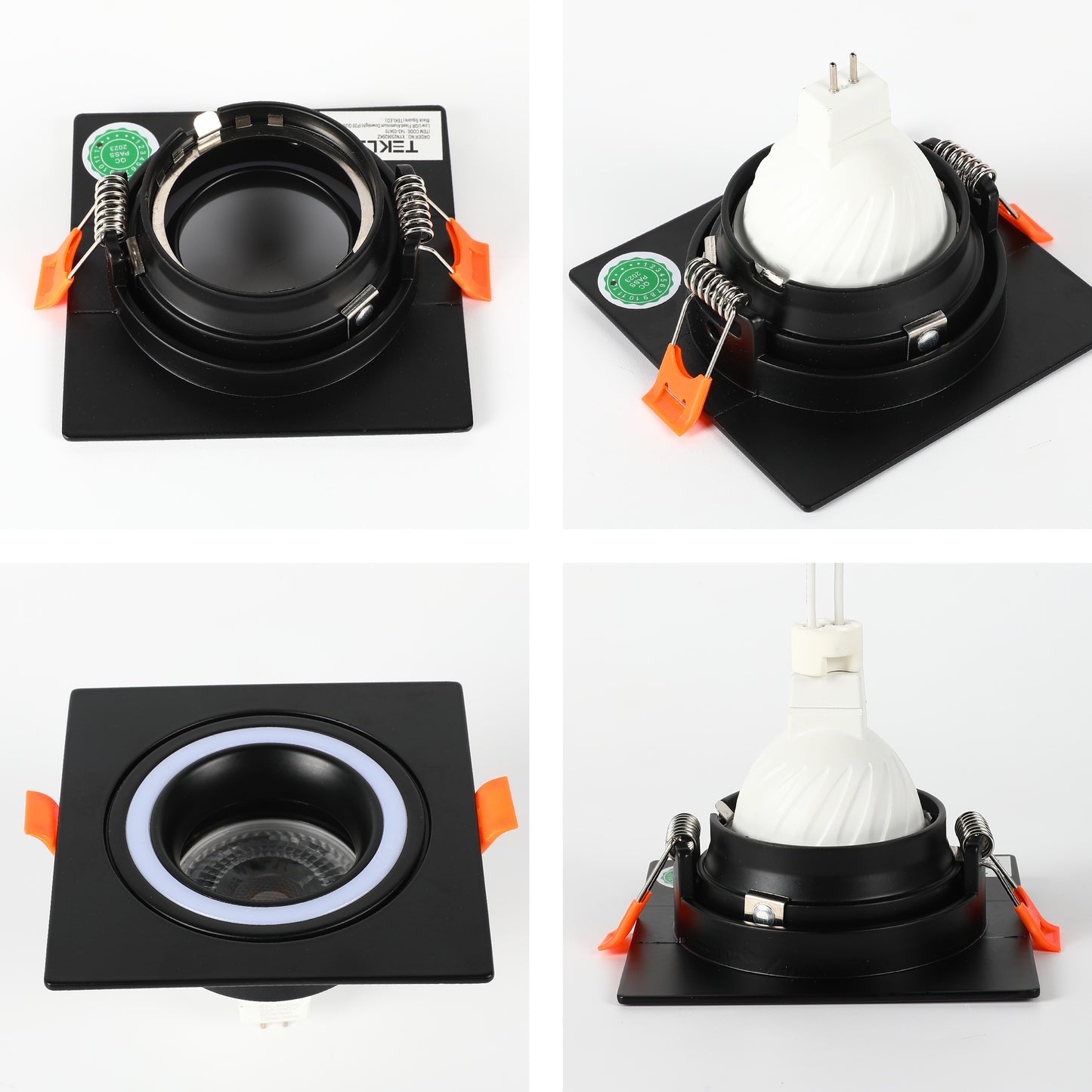 LOW UGR FIXED ALUMINIUM DOWNLIGHT IP20 GU5.3 1 WAY BLACK SQUARE (TEKLED)