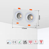 LOW UGR FIXED ALUMINIUM DOWNLIGHT IP20 GU5.3 2 WAY WHITE SQUARE (TEKLED)
