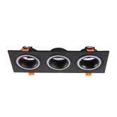 LOW UGR FIXED ALUMINIUM DOWNLIGHT IP20 GU5.3 3 WAY BLACK SQUARE (TEKLED)