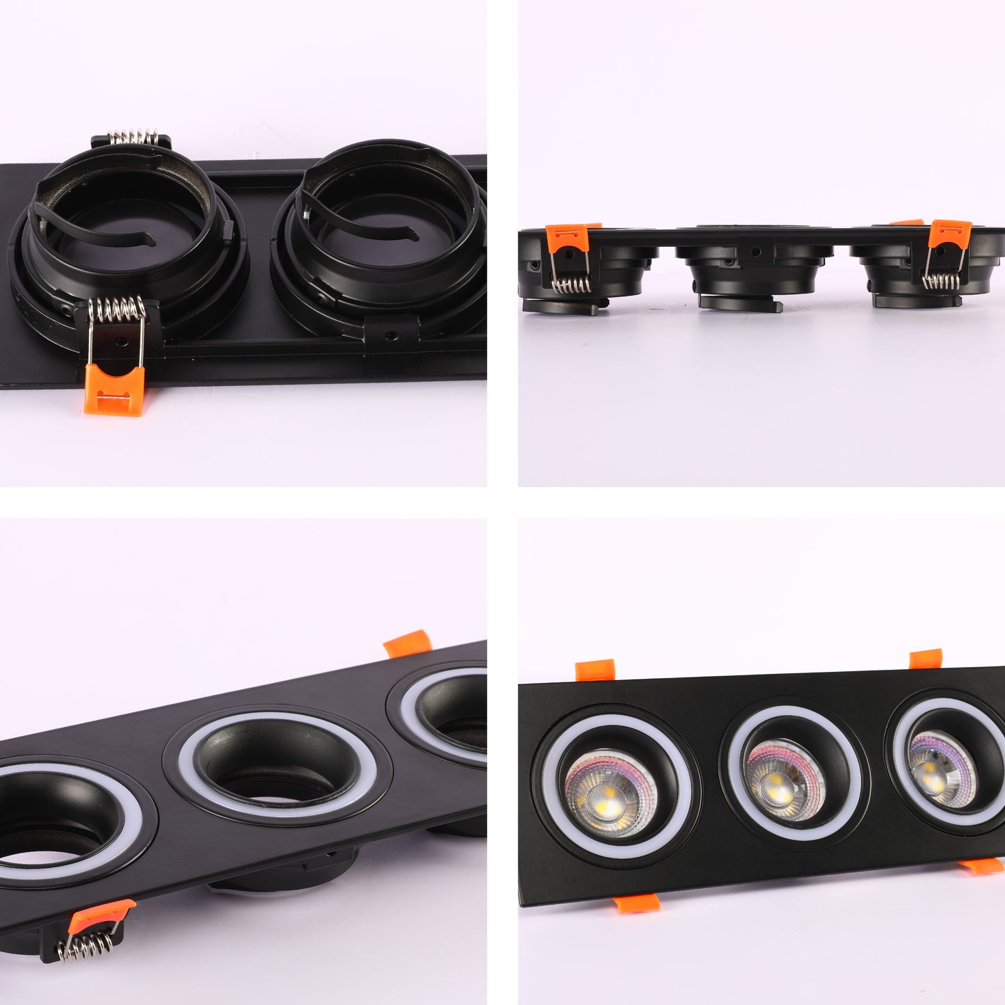 LOW UGR FIXED ALUMINIUM DOWNLIGHT IP20 GU5.3 3 WAY BLACK SQUARE (TEKLED)