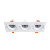 LOW UGR FIXED ALUMINIUM DOWNLIGHT IP20 GU5.3 3 WAY WHITE SQUARE (TEKLED)