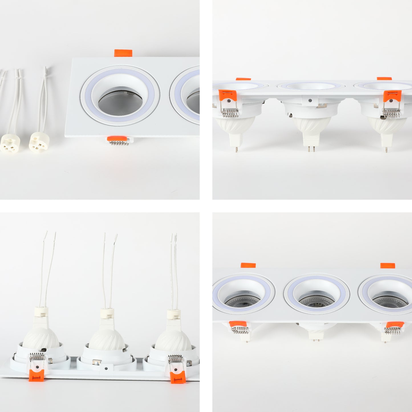 LOW UGR FIXED ALUMINIUM DOWNLIGHT IP20 GU5.3 3 WAY WHITE SQUARE (TEKLED)