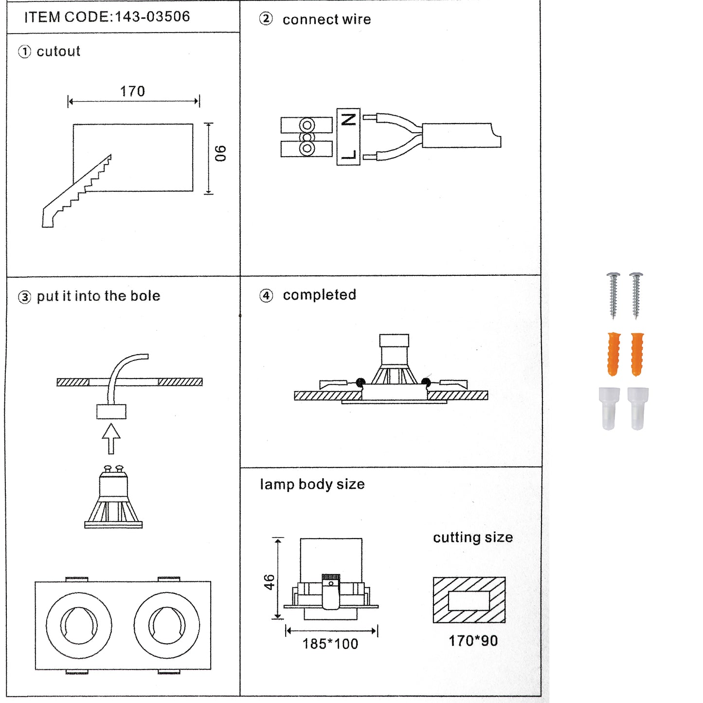 GU5.3 DOWNLIGHT SQUARE BLACK AND WHITE 2 WAY (TEKLED)
