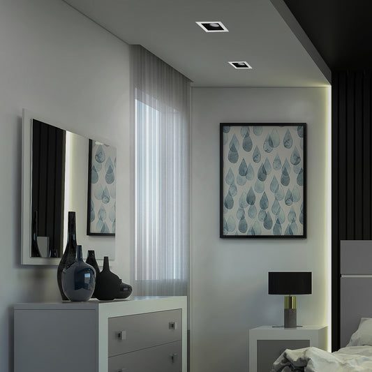 GRILLE RECTANGLE RECESSED TILT DOWNLIGHT GU5.3 WHITE AND BLACK (TEKLED)