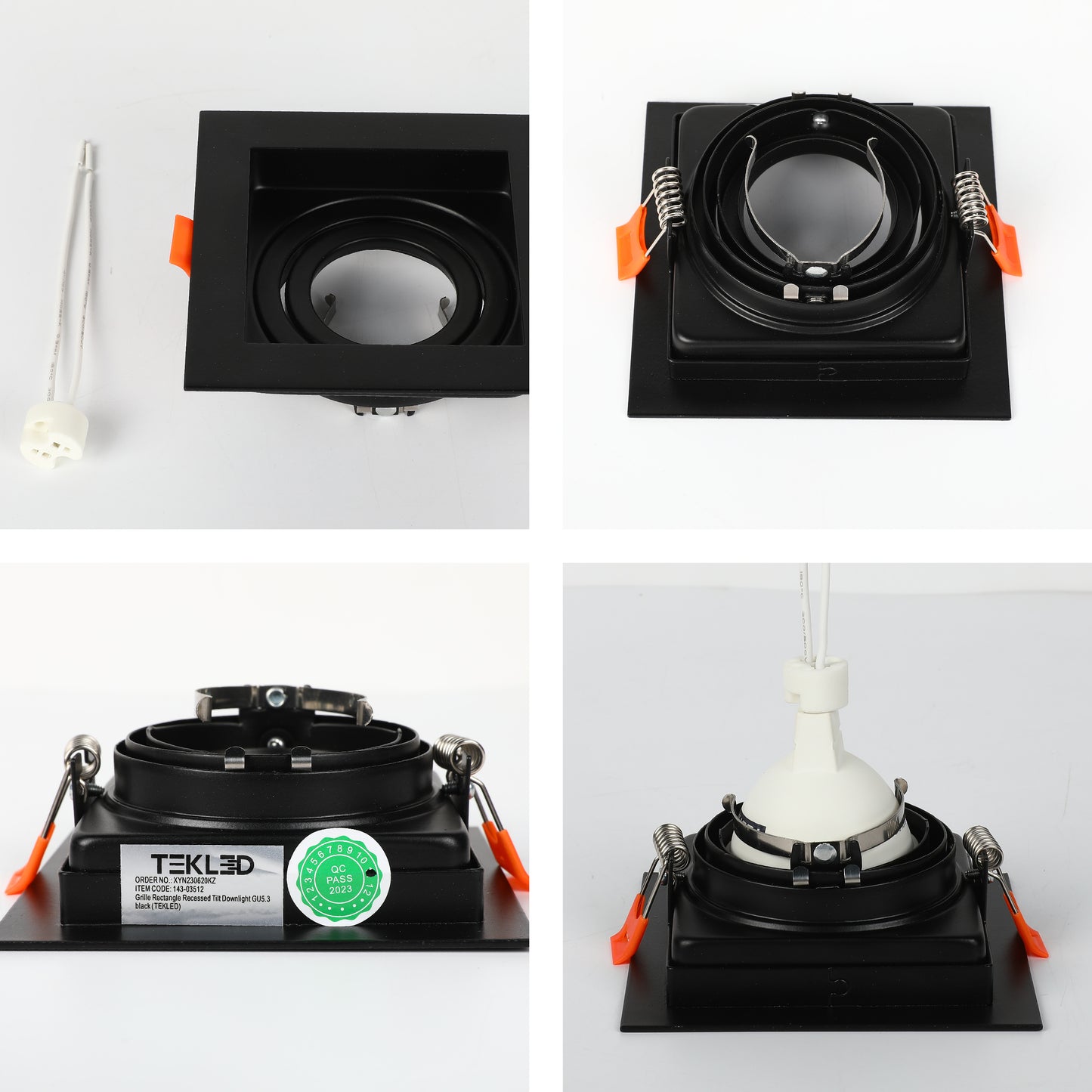 GRILLE RECTANGLE RECESSED TILT DOWNLIGHT GU5.3 BLACK (TEKLED)