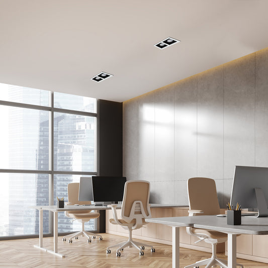 GRILLE RECTANGLE RECESSED TILT DOWNLIGHT GU5.3 WHITE AND BLACK 2 WAY (TEKLED)