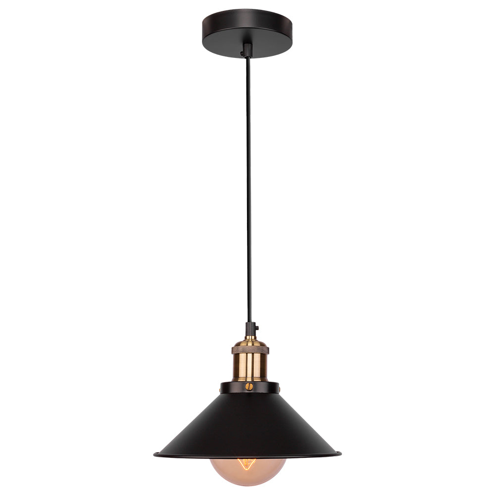 Black Metal Funnel Metal Ceiling Pendant Light E27 Fitting