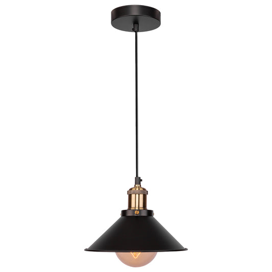 Black Metal Funnel Metal Ceiling Pendant Light E27 Fitting