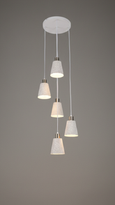 PENDANT LAMP WHITE+ANTIQUE BRONZE J367 E27X5 (TEKLED)