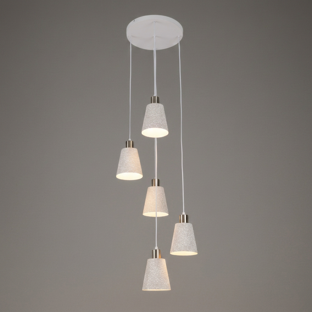 PENDANT LAMP WHITE+ANTIQUE BRONZE J367 E27X5 (TEKLED)