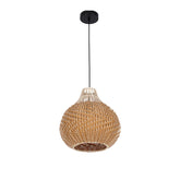 BLACK PENDANT LAMP WOOD SHADE T024 D350 E27X1 (TEKLED)