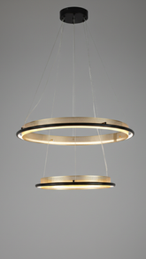 LED PENDANT LAMP BLACK+GOLD H081 D600+D400 37W 3000K (TEKLED)