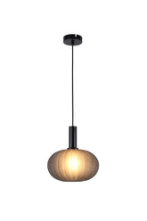PENDANT LAMP AB1334-P2 E27 BLACK METAL AND GREY GLASS (TEKLED)