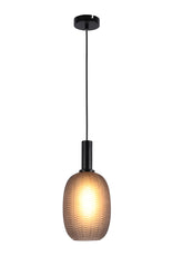 PENDANT LAMP AB1334-P3 E27 BLACK METAL AND GREY GLASS (TEKLED)