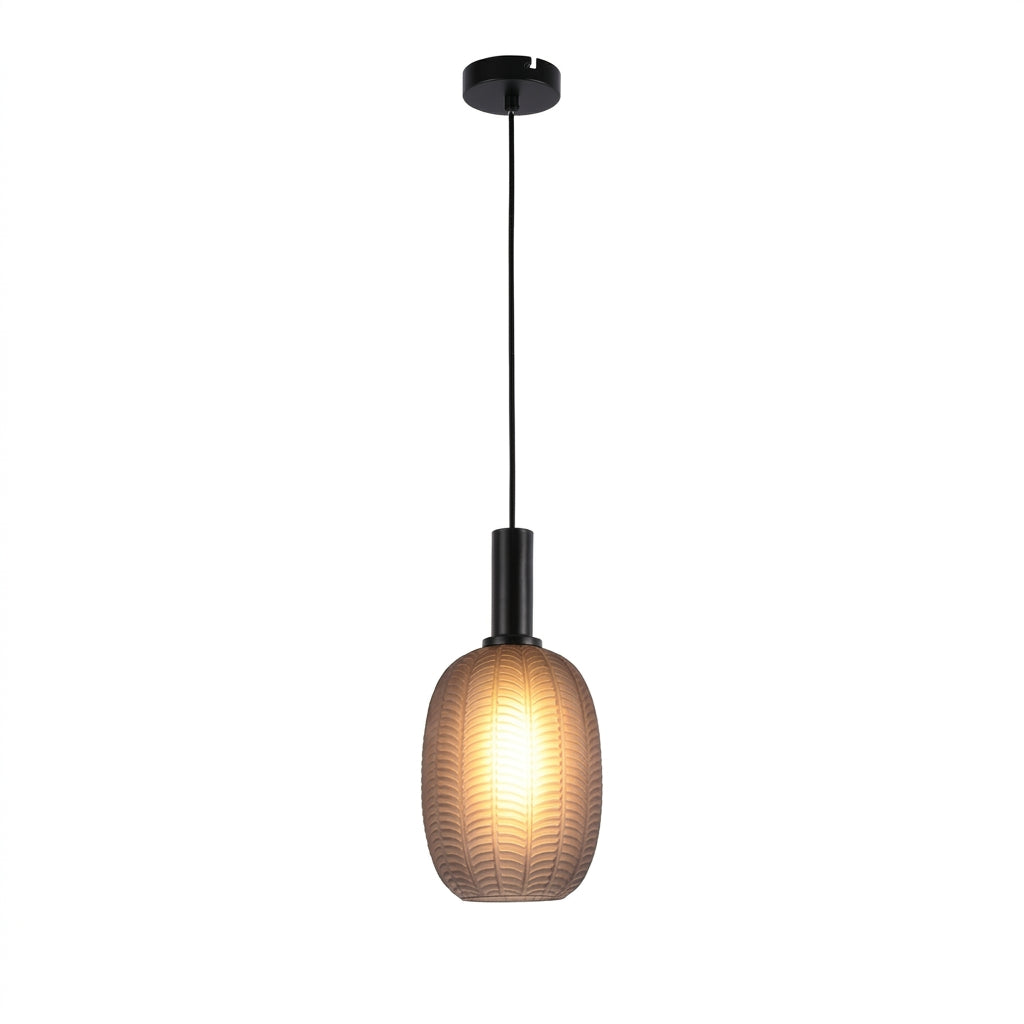 PENDANT LAMP AB1334-P3 E27 BLACK METAL AND GREY GLASS (TEKLED)