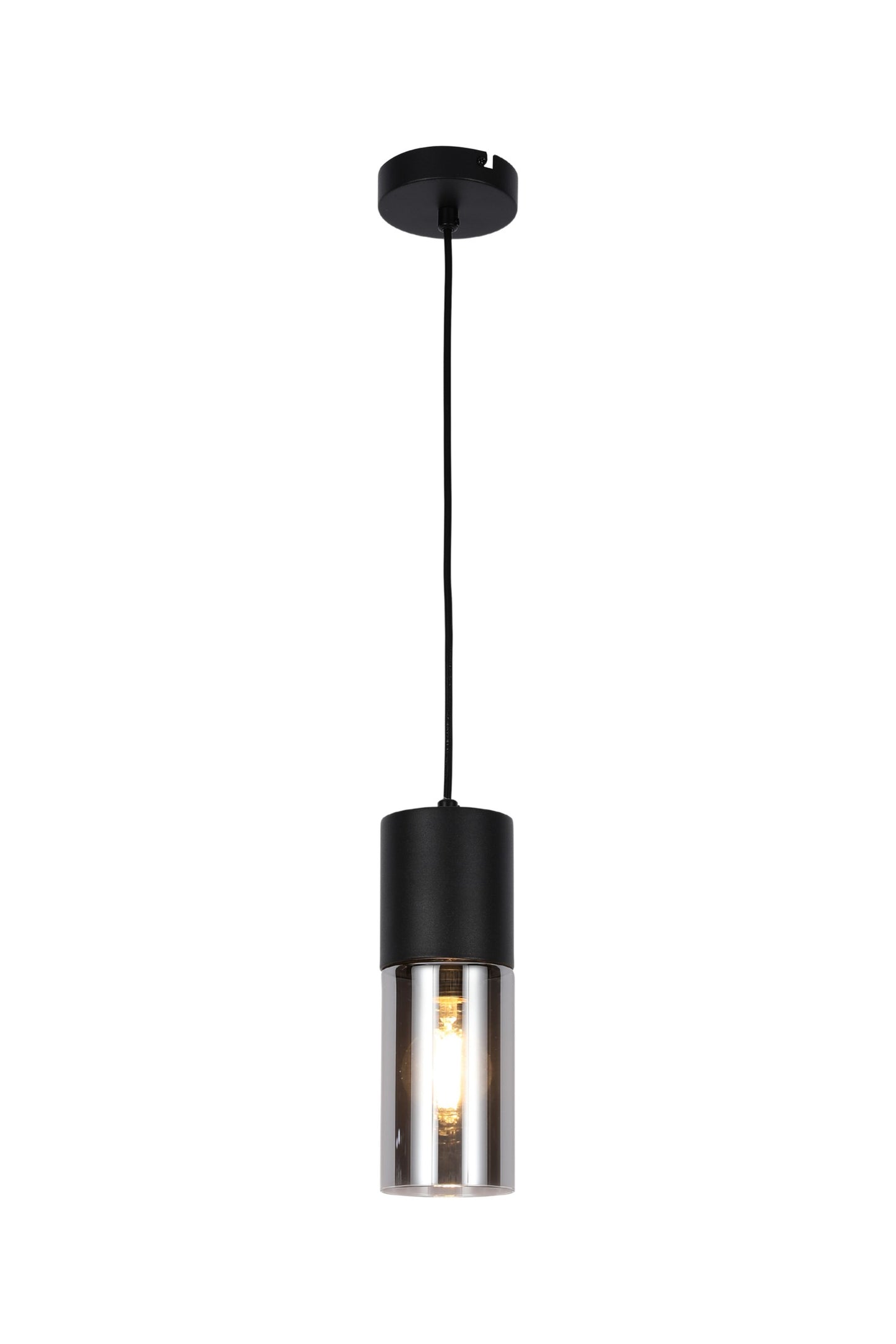 PENDANT LAMP AB1242-MP-BK E27 BLACK METAL AND SMOKY GLASS (TEKLED)