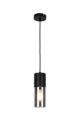PENDANT LAMP AB1242-MP-BK E27 BLACK METAL AND SMOKY GLASS (TEKLED)