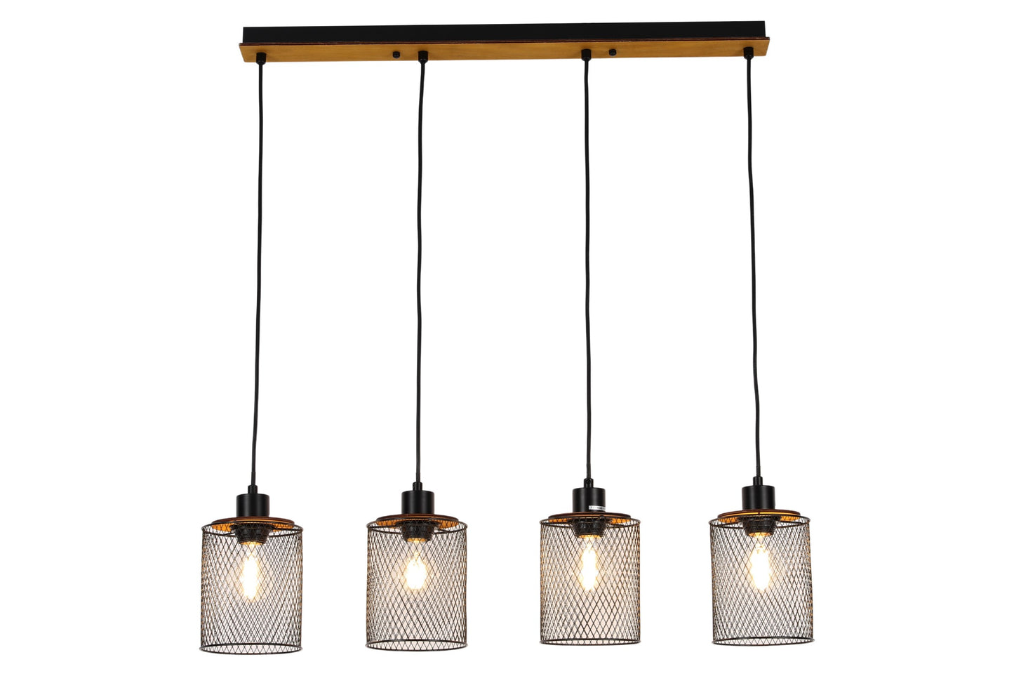 PENDANT LAMP AB1233-4IL E27X4 BLACK+WOOD (TEKLED)