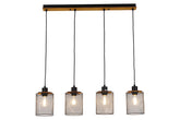 PENDANT LAMP AB1233-4IL E27X4 BLACK+WOOD (TEKLED)