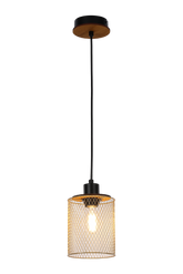 PENDANT LAMP AB1233-MP E27 BLACK+WOOD+GOLD (TEKLED)