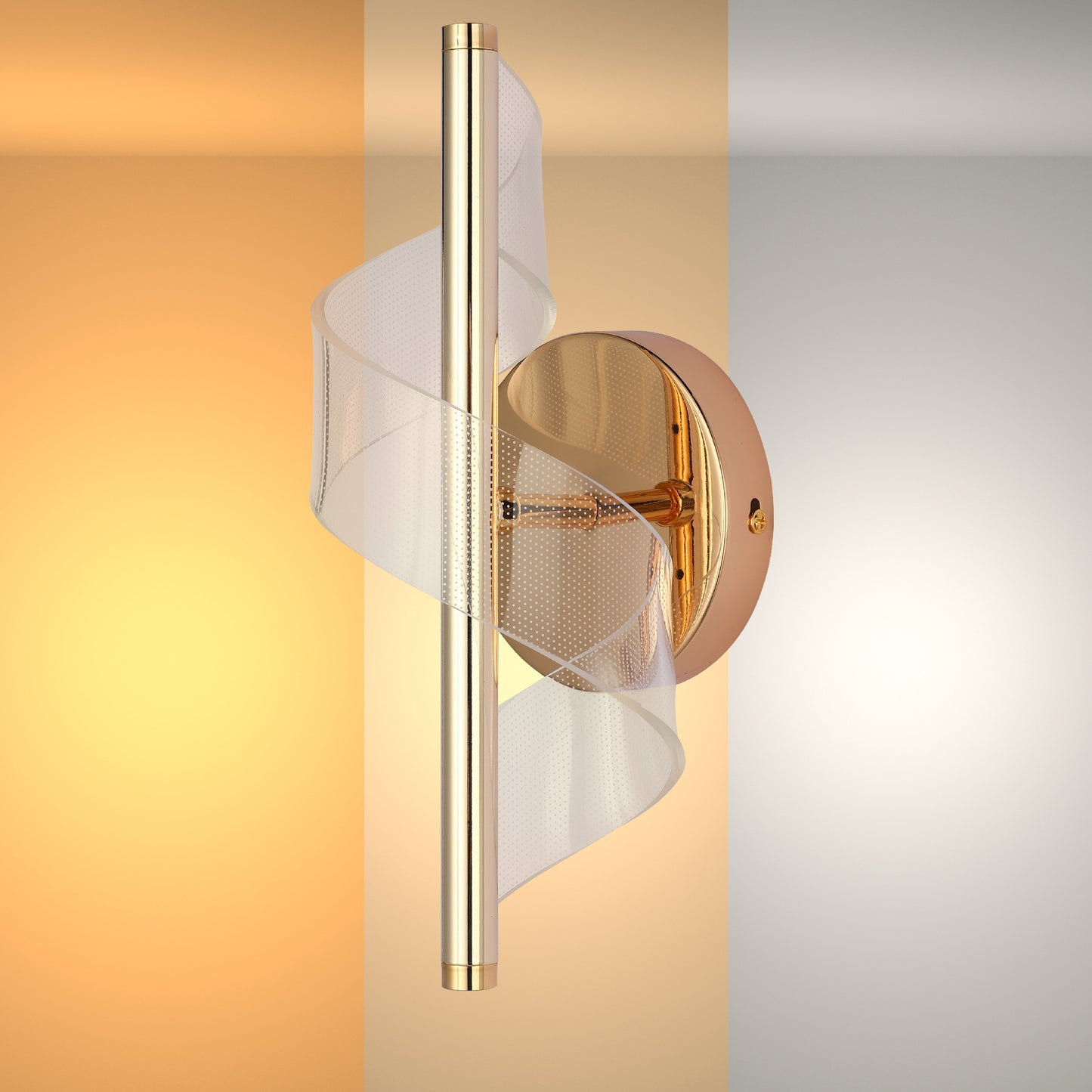 LED Spiral Modern Wall Sconce Light Chrome CCT Changeable