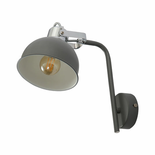 Grey Dome Shade Grey metal Body Ceiling and Wall Light E14