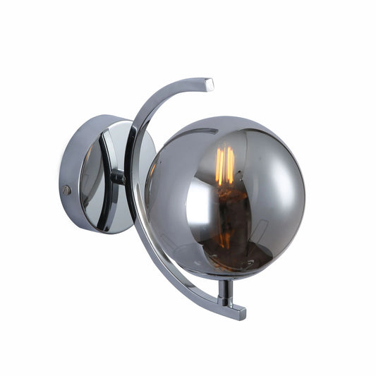 Globe Glass Gold Chrome Crescent Metal Modern Wall Light E27