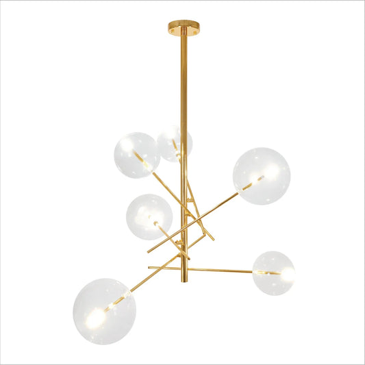 Nordic Sputnik Metal Clear Glass Globe Modern Chandelier Ceiling Light 6xG4