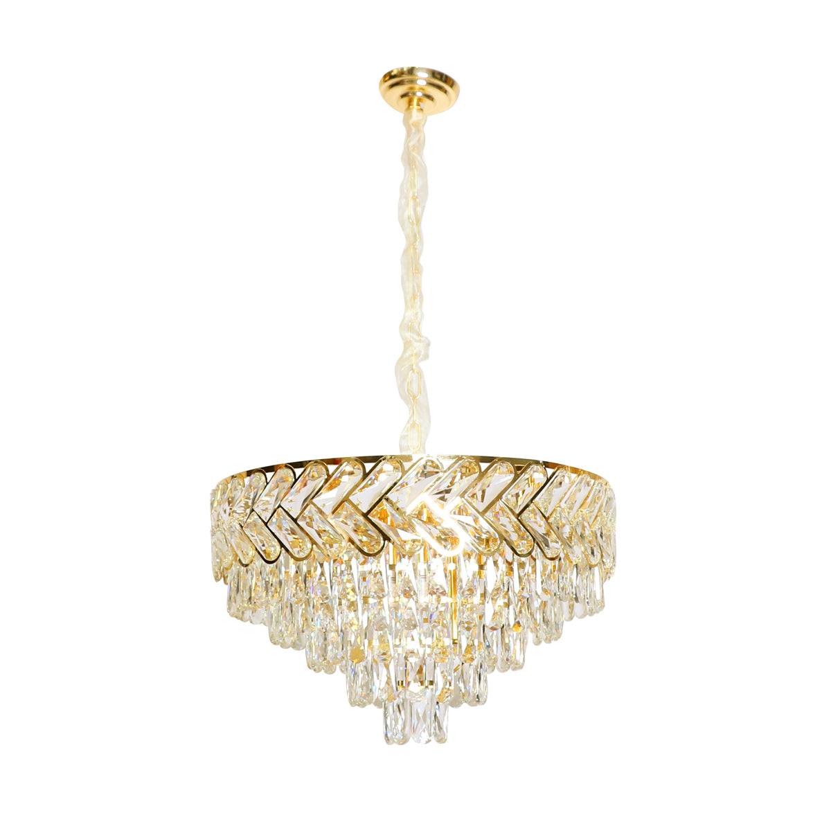 Herringbone Crystal Chandelier Ceiling Light Gold