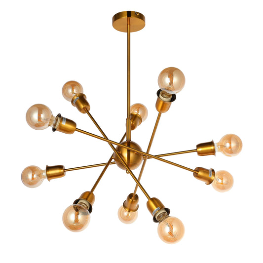 Golden Equilibrium Sphere Sputnik Chandelier | Geometric Elegance Fixture