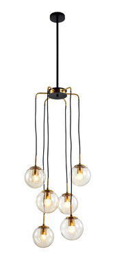 Chandelier 8470-D6 6xE27 AMBER GLASS (TEKAVIZE)