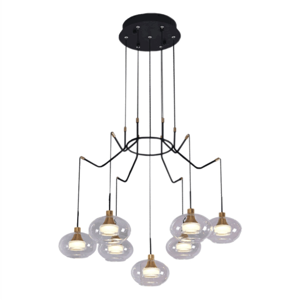 Chandelier LED 7017-6+1 7x8W 3500K BLACK (TEKAVIZE)