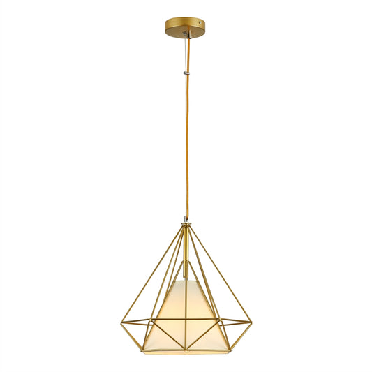 Opal Shade Wired Geometric Cage Pendant Ceiling Light