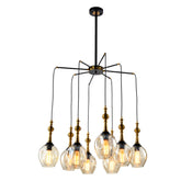 Chandelier 9278-8 BLACK+AMBER GLASS 8xE27 D800 H1500