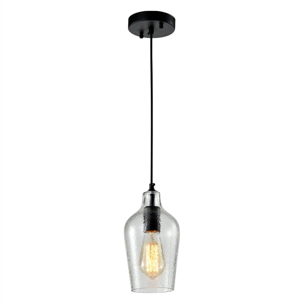 Chandelier 6096-1xE27 BLACK+CLEAR GLASS D130 250MM
