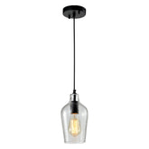 Chandelier 6096-1xE27 BLACK+CLEAR GLASS D130 250MM