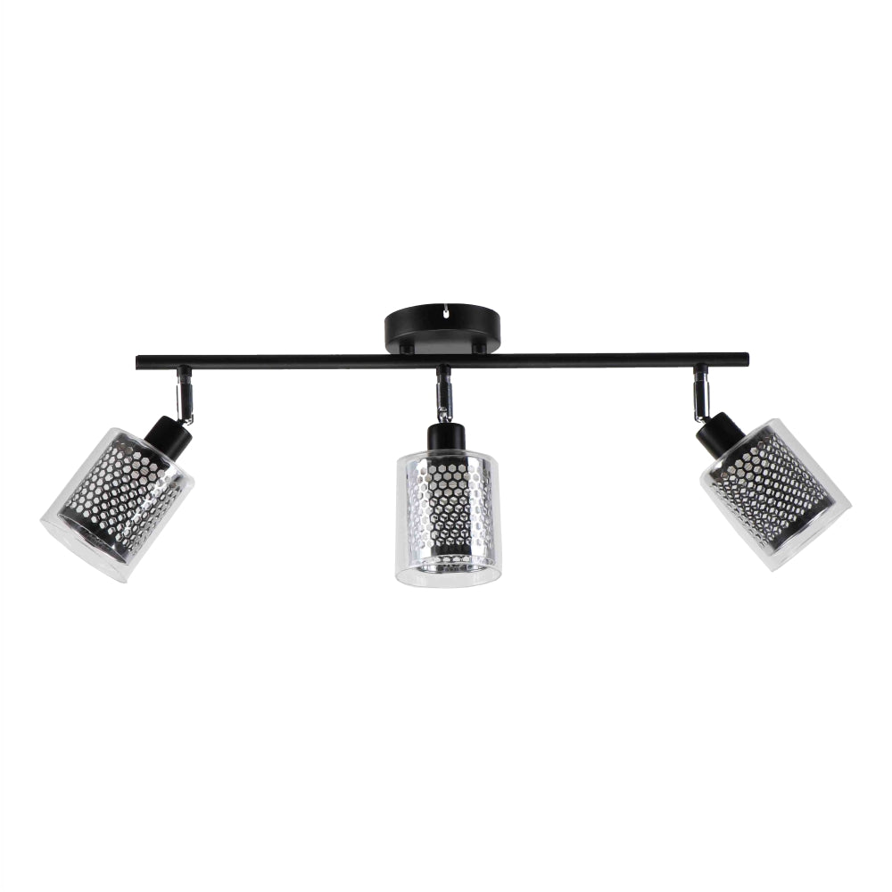 Chrome Honeycomb Shade Black Body Semi Flush Ceiling and Wall Light E14