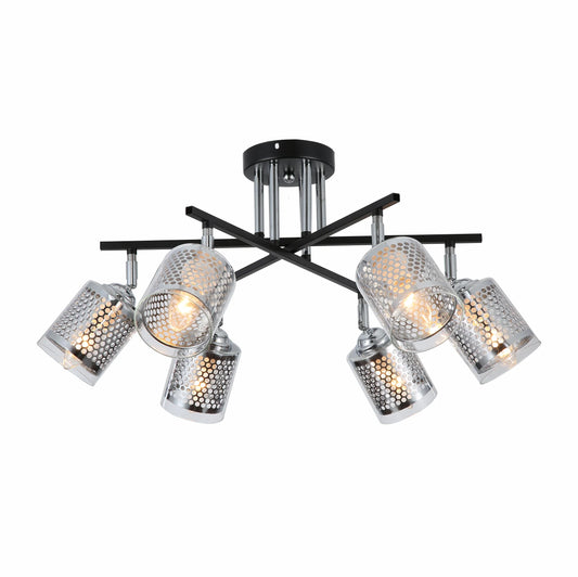 Chrome Honeycomb Black Chrome Body Semi Flush Ceiling Light E14