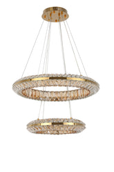CRYSTAL GOLD CEILING CHANDELIER LIGHT CB242 D600+D400MM 3 COLOUR (TEKLED)