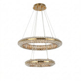 CRYSTAL GOLD CEILING CHANDELIER LIGHT CB242 D600+D400MM 3 COLOUR (TEKLED)