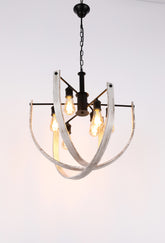 PENDANT LIGHT SY3980-6 6XE27 BK+WOOD D620XH1230MM (TEKLED)