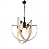 PENDANT LIGHT SY3980-6 6XE27 BK+WOOD D620XH1230MM (TEKLED)