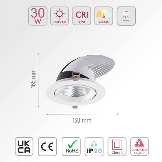 LED SWIVEL & SCOOP DOWNLIGHT 30W COOL WHITE