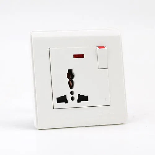 PRIME WHITE 13A 1GANG 3PIN UNIVERSOCK with neon + 1SWITCH