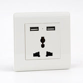 PRIME WHITE 1 Gang 3 Pin Universal Socket + 2 Gang