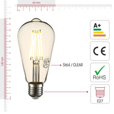 BULB LED ST64 6.5W E27 4000K 806LM 85-265V CLEAR(TEKLED)