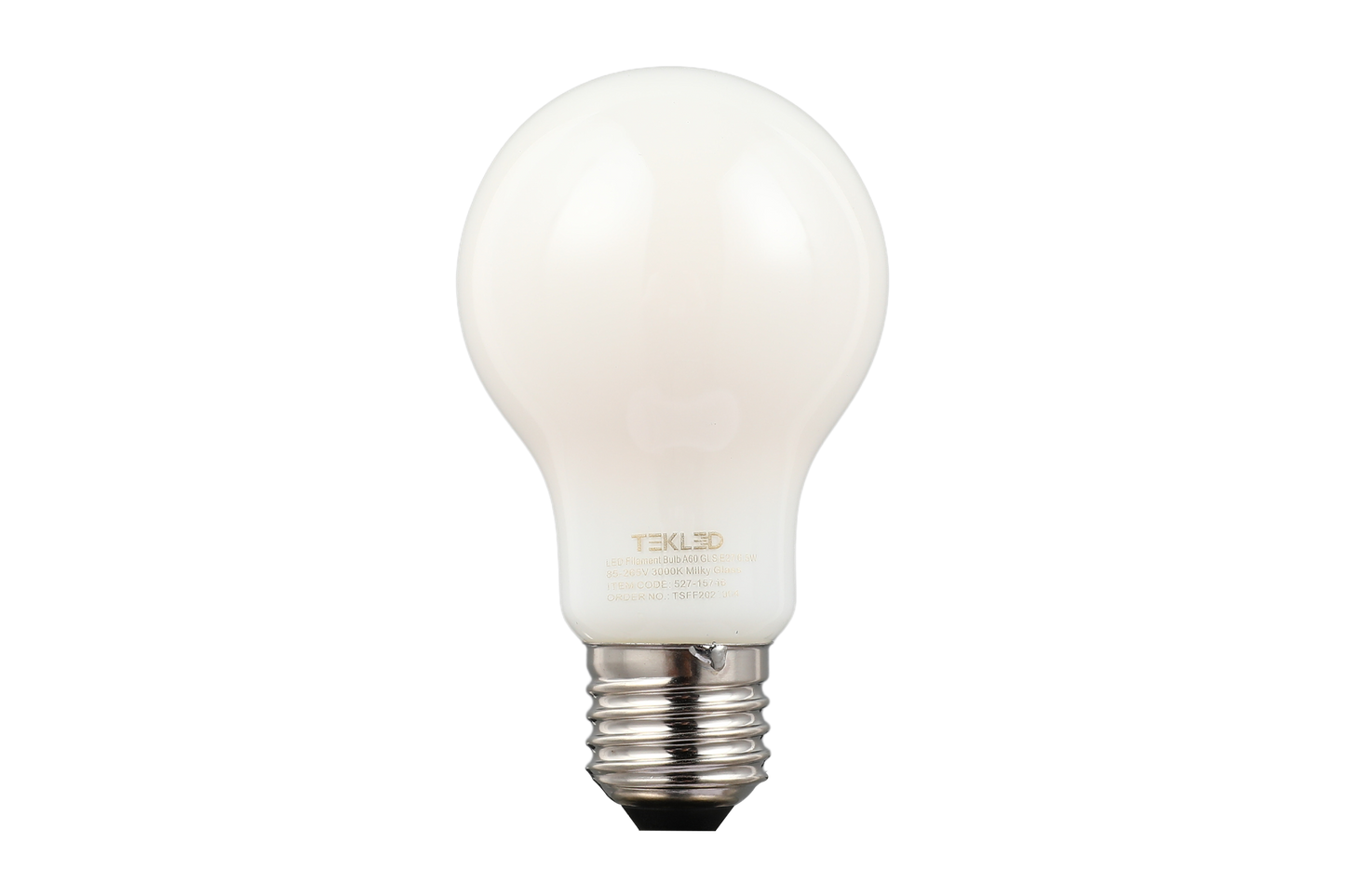 LED FILAMENT BULB A60 GLS E27 6.5W 85-265V MILKY/FROASTED GLASS (TEKLED)