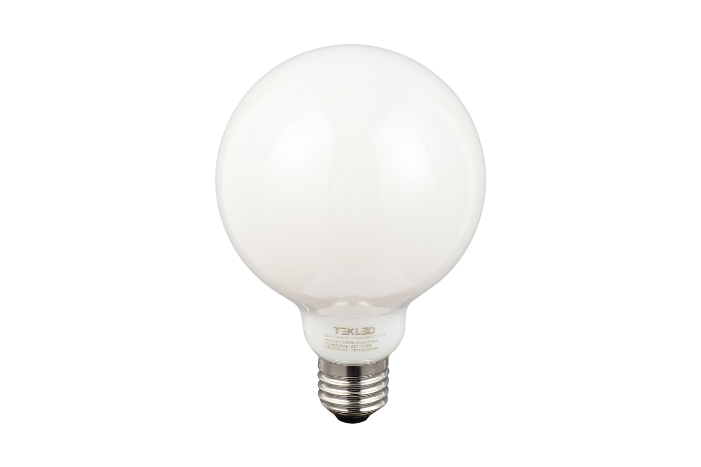 LED FILAMENT BULB GLOBE G95 E27 6.5W 85-265V 3000K MILKY GLASS (TEKLED)